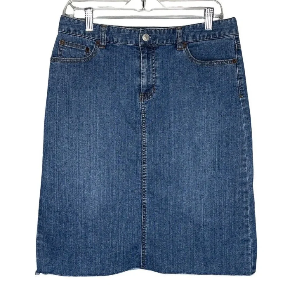 Liz Claiborne Skirt Womens 8 Blue Denim Jean Skirt Medium‎ Wash Retro Casual Y2K